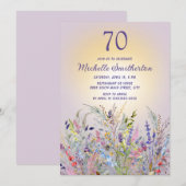 Wildflower Sun Paarse Vrouwen 70e Verjaardag Kaart (Voorkant / Achterkant)