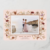 Wildflower Surround Save the Date Folie Uitnodiging (Voorkant)