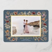 Wildflower Surround Save the Date Folie Uitnodiging (Voorkant)