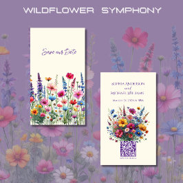 Wildflower symfonie-bruiloft Bewaar de datum- Visitekaartje