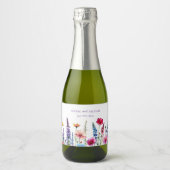 Wildflower symfonie-bruiloft sparkling wijnetiket (Voorkant)