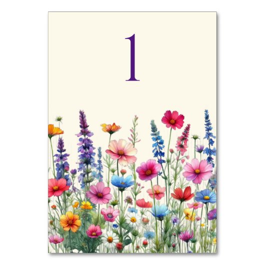 Wildflower symfonie-bruiloft tafel Kaart (Voorkant)