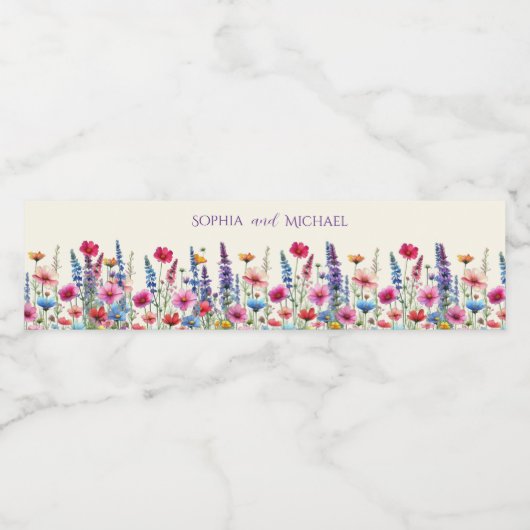 Wildflower symfonie-bruiloft waterfles etiket (Enkel label)