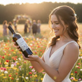 Wildflower Symfonie: Levendig Watercolor Kunst Wijn Etiket