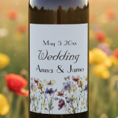 Wildflower Symfonie: Levendig Watercolor Kunst Wijn Etiket