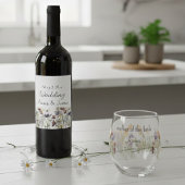 Wildflower Symfonie: Levendig Watercolor Kunst Wijn Etiket