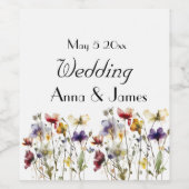 Wildflower Symfonie: Levendig Watercolor Kunst Wijn Etiket (Enkel label)