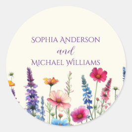 Wildflower Symfonie- Trouwstickers Ronde Sticker