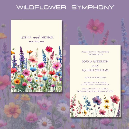 Wildflower Symphony Bruiloft Thema Uitnodiging