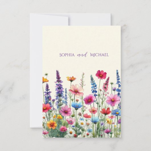 Wildflower Symphony Bruiloft Thema Uitnodiging (Achterkant)