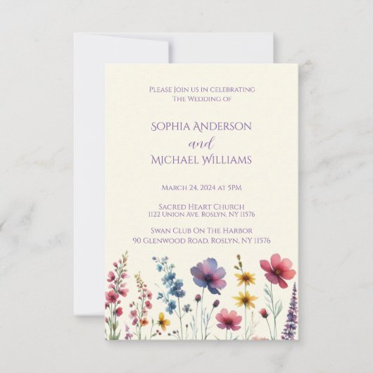 Wildflower Symphony Bruiloft Thema Uitnodiging (Voorkant)