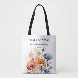 Wildflower Symphony: kleurrijke lente Waterverf Tote Bag