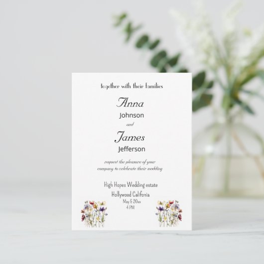 Wildflower Symphony: levendige Waterverf kunst Briefkaart (Staand voorkant)