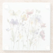 Wildflower Symphony: levendige Waterverf kunst Glazen Onderzetter (Achterkant)