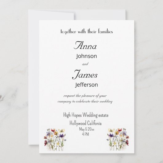 Wildflower Symphony: levendige Waterverf kunst Kaart (Voorkant)