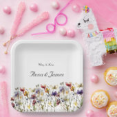 Wildflower Symphony: levendige Waterverf kunst Papieren Bordje (Feest)