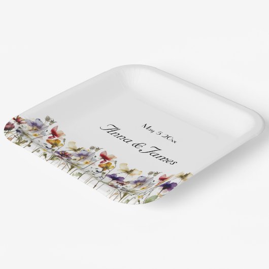 Wildflower Symphony: levendige Waterverf kunst Papieren Bordje (Gebogen)