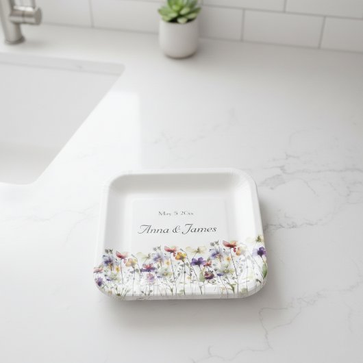 Wildflower Symphony: levendige Waterverf kunst Papieren Bordje