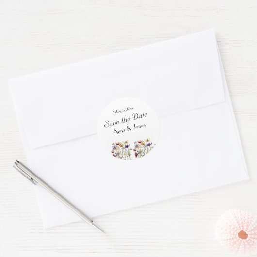 Wildflower Symphony: levendige Waterverf kunst Ronde Sticker (Envelop)
