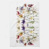 Wildflower Symphony: levendige Waterverf kunst Theedoek (Verticaal)