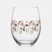 Wildflower Symphony: levendige Waterverf kunst Wijnglas Zonder Voet (Voorkant)