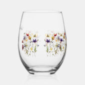 Wildflower Symphony: levendige Waterverf kunst Wijnglas Zonder Voet (Rechts)