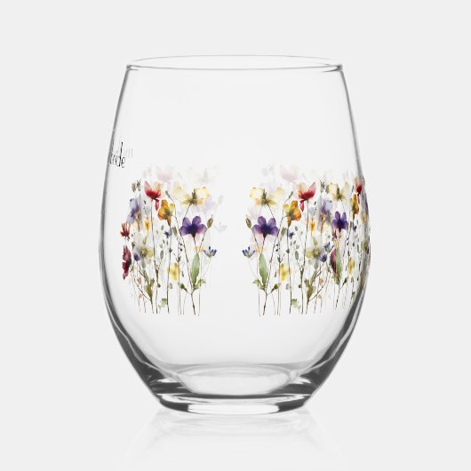 Wildflower Symphony: levendige Waterverf kunst Wijnglas Zonder Voet (Rechts)