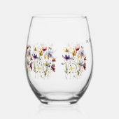 Wildflower Symphony: levendige Waterverf kunst Wijnglas Zonder Voet (Links)