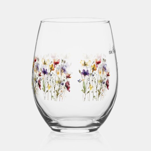 Wildflower Symphony: levendige Waterverf kunst Wijnglas Zonder Voet (Links)