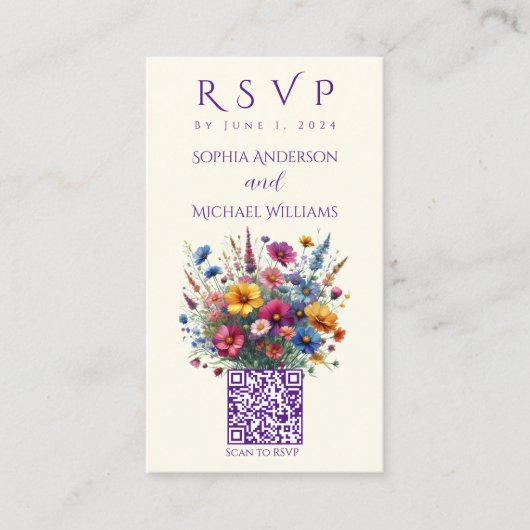 Wildflower Symphony-RSVP-QR-code Visitekaartje (Voorkant)