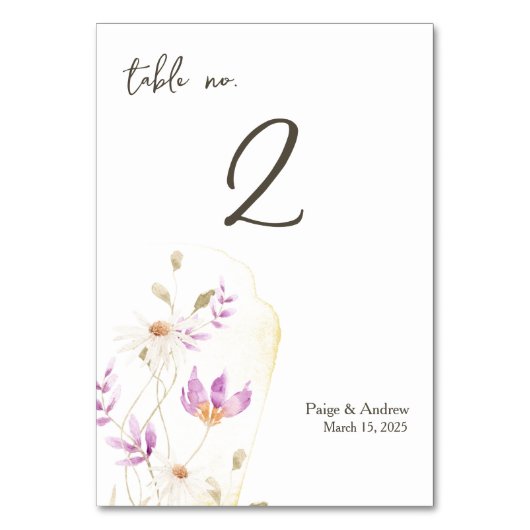 Wildflower Tabelnummer Kaart (Voorkant)