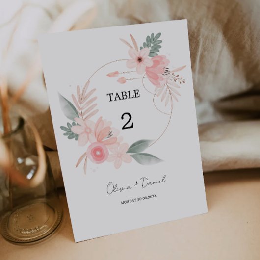 Wildflower tafel nummer Kaart Sjabloon, minimalist