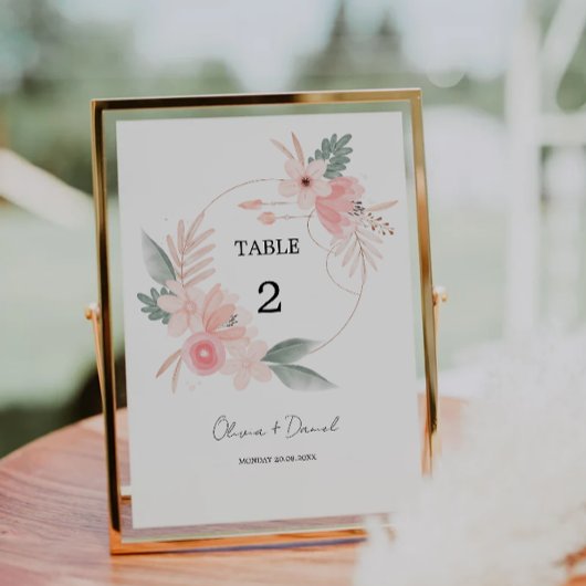 Wildflower tafel nummer Kaart Sjabloon, minimalist