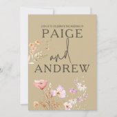 Wildflower Tan Boerderij Bruiloft Uitnodiging (Voorkant)