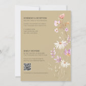 Wildflower Tan Boerderij Bruiloft Uitnodiging (Achterkant)