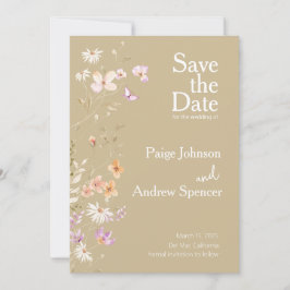 Wildflower Tan Wedding Sla de datum op Kaart