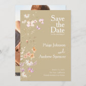 Wildflower Tan Wedding Sla de datum op Kaart (Voorkant / Achterkant)