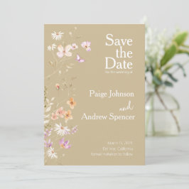 Wildflower Tan Wedding Sla de datum op Kaart