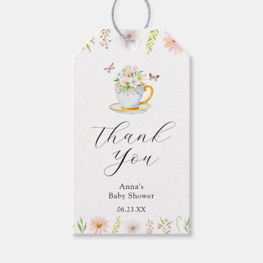 Wildflower Tea Baby shower Cadeau Labels Cadeaulabel (Voorkant)