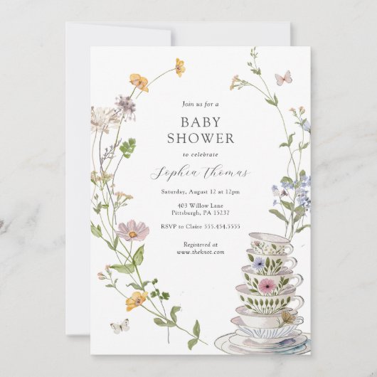 Wildflower Tea Baby shower Kaart (Voorkant)
