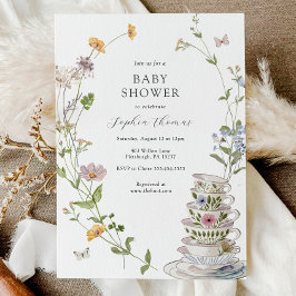 Wildflower Tea Baby shower Kaart