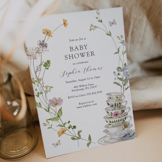 Wildflower Tea Baby shower Kaart