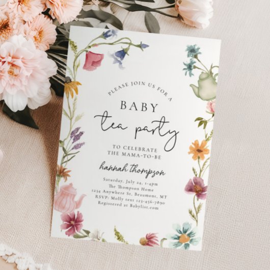 Wildflower Tea Baby shower Uitnodiging