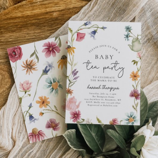 Wildflower Tea Baby shower Uitnodiging