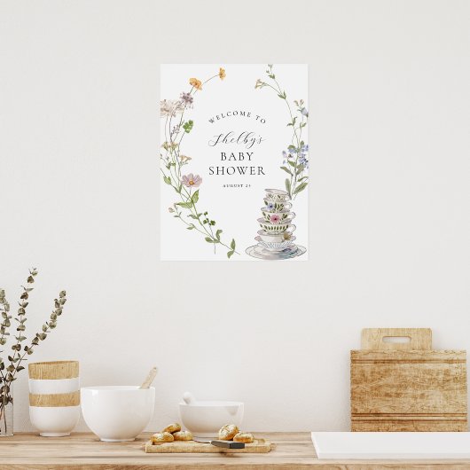 Wildflower Tea Baby shower Welkom Poster (Keuken)