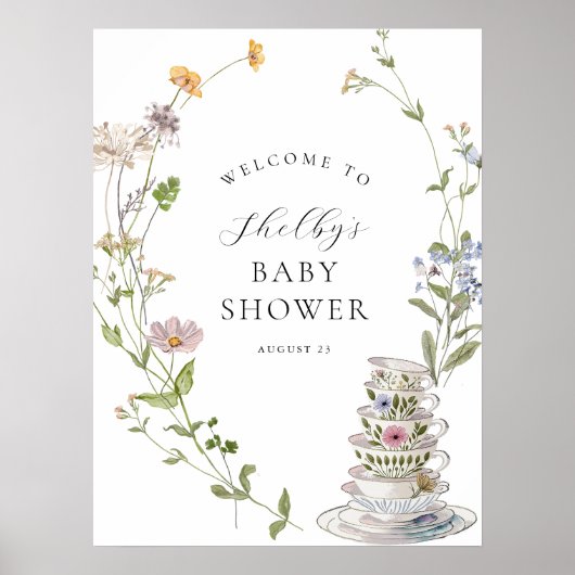 Wildflower Tea Baby shower Welkom Poster (Voorkant)
