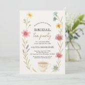 Wildflower Tea Floral QR Code Bridal Shower  Kaart (Staand voorkant)