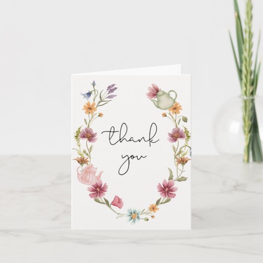 Wildflower Tea Party Bedankt Card (Voorkant)