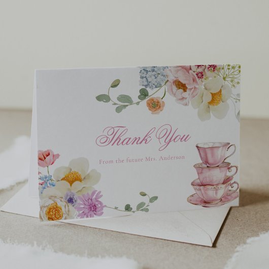 Wildflower Tea Party Bedankt Opmerking Kaart