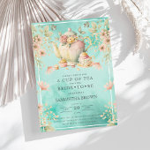 Wildflower Tea Party Blauwgroen blauw Vrijgezellen Kaart